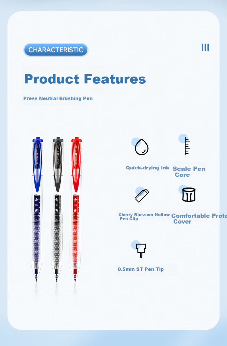 CHENQI STATIONERY Scholar's Smooth Writing Pen for Exam Practice, 0.5mm Quick-Drying Retractable Gel Pen, Black Stylish ST Tip, for Students' Homework And Exams, Signature Pen, Water-Based Ink, JG-79/black 2