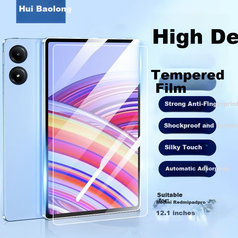 HBOALG Tempered Glass Screen Protector for Xiaomi Redmi Pad Pro, 12.1-Inch, 2024 Model, Xiaomi Tablet Protective Film, HD Clear, Shatterproof, Anti-Fingerprint, Wear-Resistant, Anti-Glass Film