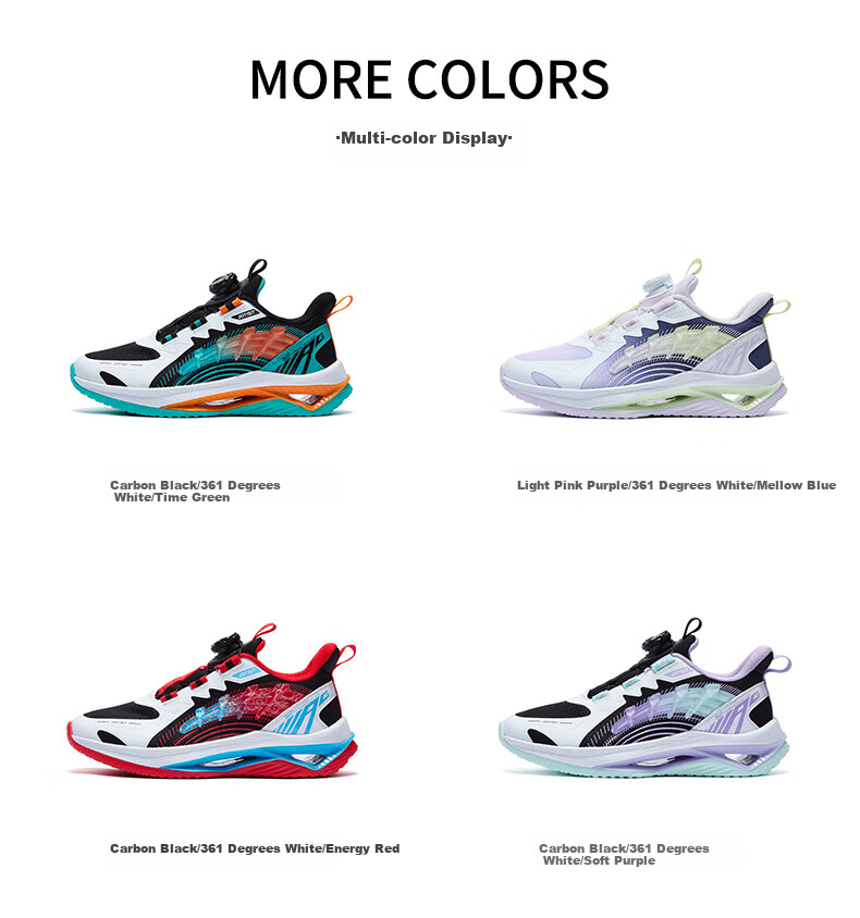 361° Qingyang | Children's Running Shoes, Spring 2025, Boys And Girls, Big Kids, Rotary Buckle, Lightweight Cushioning, Jogging Sneakers, Black, Size 40 19