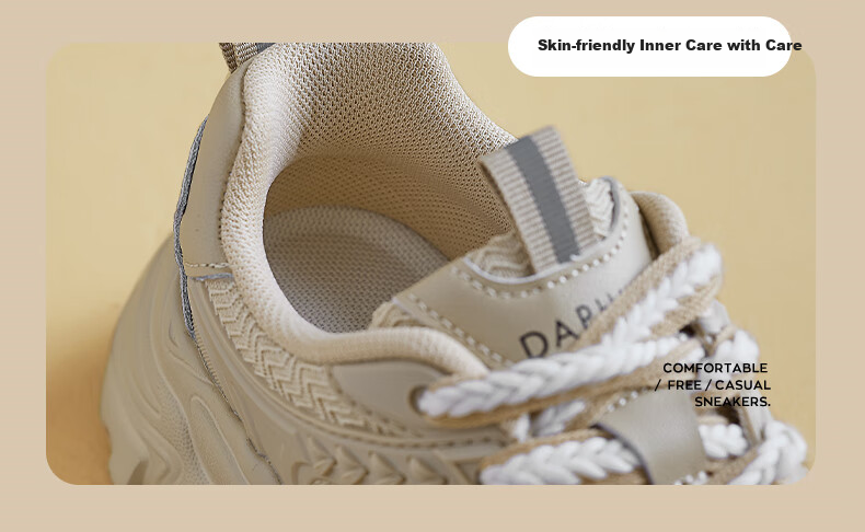 DAPHNE Chunky Versatile Dad Sneakers for Women, 2026 New Autumn Style, Height-Increasing Shoes for Petite Women, Thin Casual Sports Shoes 8