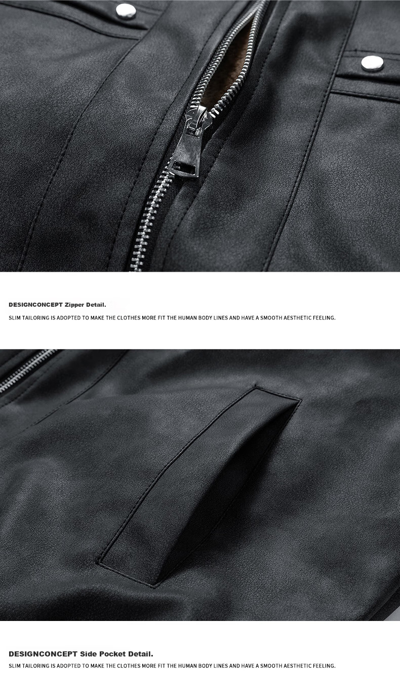 JEEP SPIRIT Jacket, Autumn And Winter New Style Men's Leather Coat, American Trendy Retro Fleece-Lined Thickened Outerwear, Brown, Size L 13