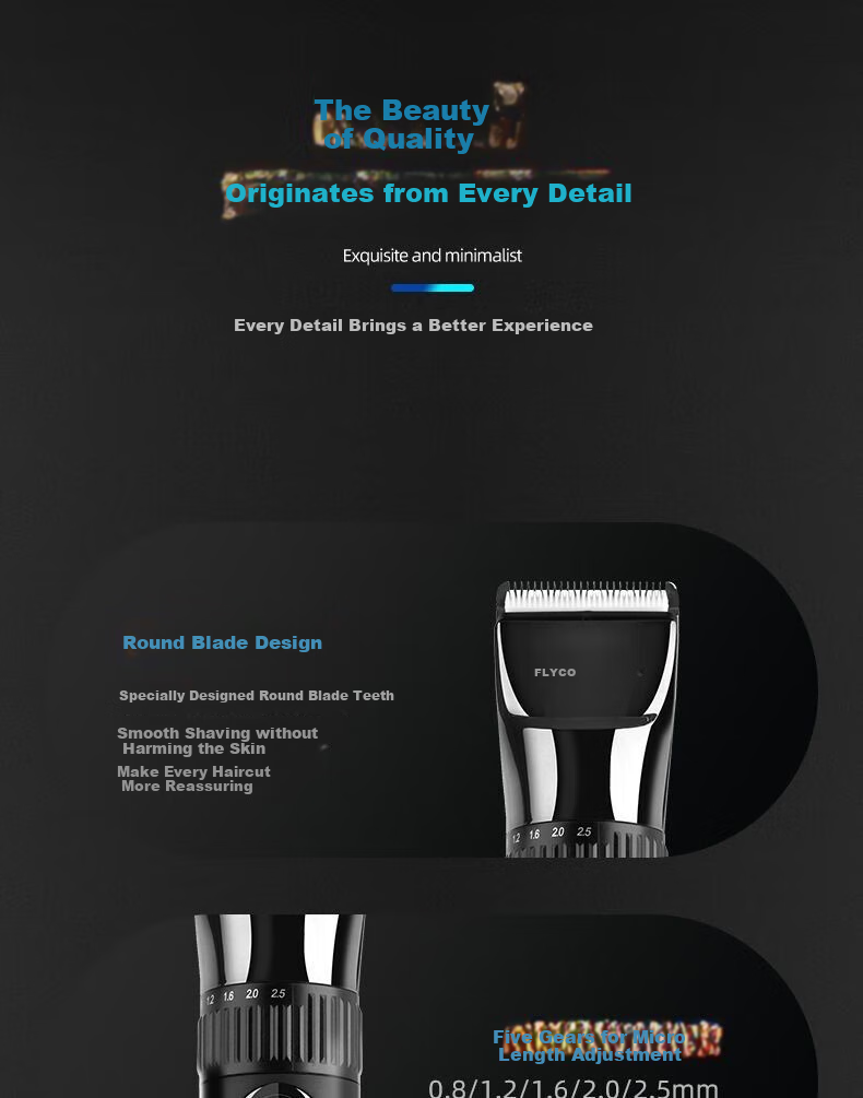 FLYCO Professional Electric Hair Clipper Smart Cordless Hair Trimmer for Adults and Kids Home Use Haircut Tool FC5916 12