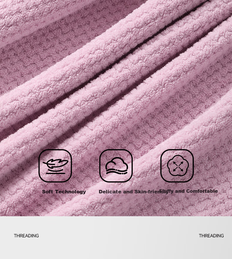Jieliya Bathrobe for Men And Women, Wrap-Around Towel, Bath Towel Style, Home Use, Absorbent Bath Skirt, Loungewear Bathrobe, Pink 5