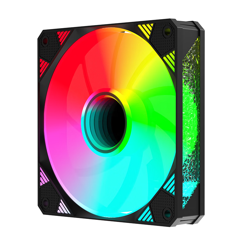 JPLAYER Ziyi Co-Branded Prism X Computer Case Fan, 12cm Black Regular Blade, ARGB Synchronized Lighting, Noise Reduction Fan, JPS-233