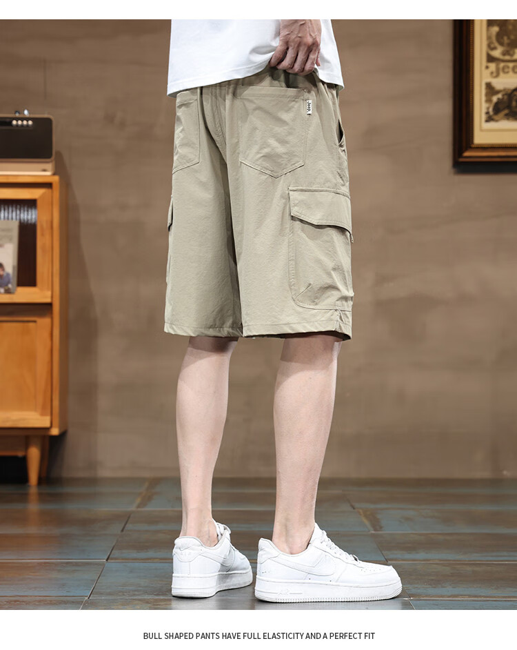JEEP High-End Ice Silk Cargo Shorts for Men, 2026 Summer Loose Casual Pants, Quick-Dry Mid-Length Shorts for Me 6