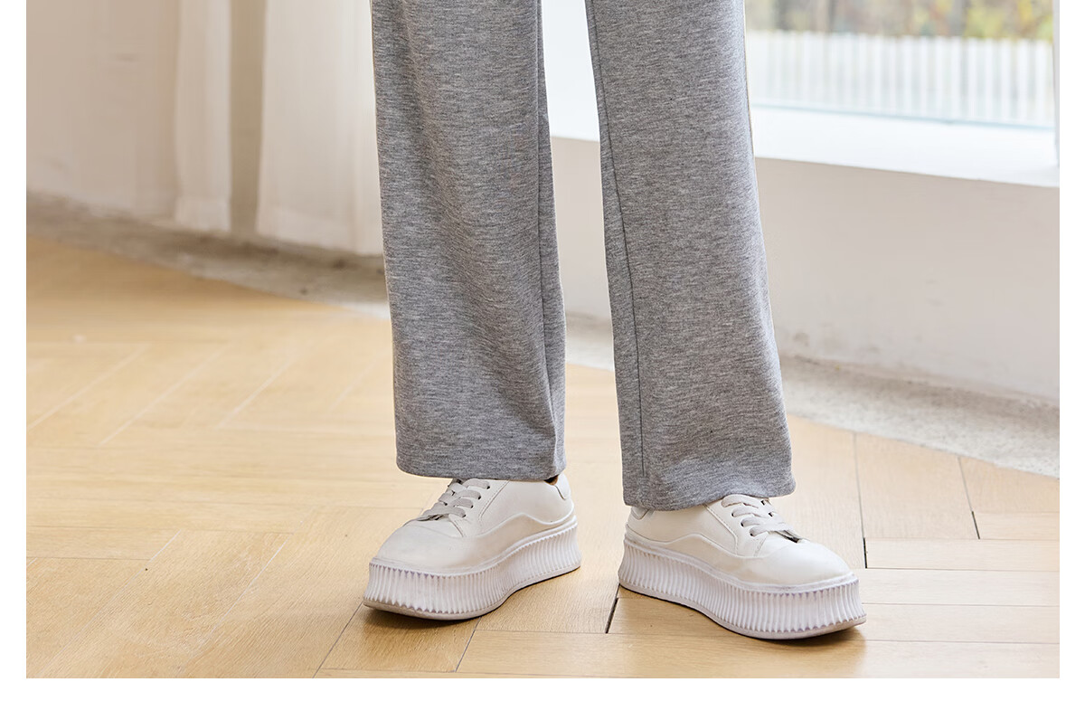 Halo Queen Casual Wide-Leg Pants for Women with Side Stripes Design, High-Waisted Loose Straight-Leg Trousers for Petite Figures H143K2003 38