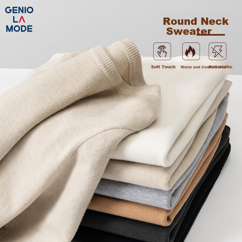 GENIOLAMODE Men's Sweater, Winter 2026 Latest Style, Round Neck Undershirt, Inner Wear Knitted Sweater, Warm Woolen Clothing for Men in Winter