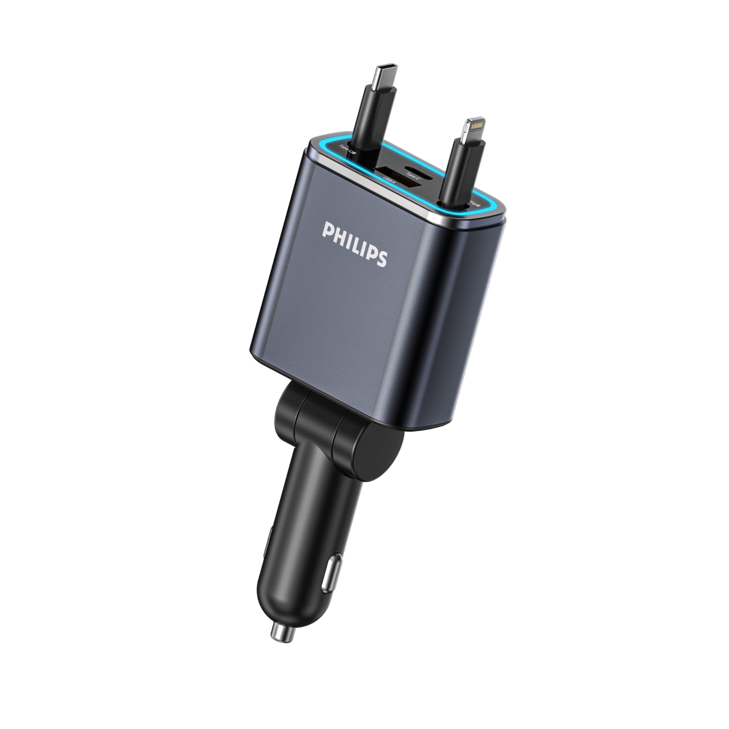 Philips Car Charger, Super Fast Charging 100W with Retractable Cable, One-To Four-Car Charger, Cigarette Lighter Adapter, Compatible with Apple 16/17 And Huawei 43/59C+L