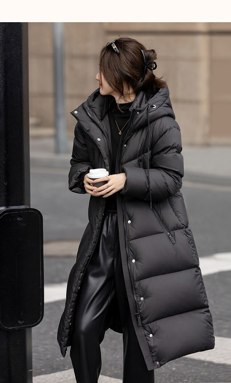 Dme [Qing Nuan Yun Duo Series] Winter Outdoor Hooded 90% Duck Down Thickened Over-Knee Long down Warm Coat 10