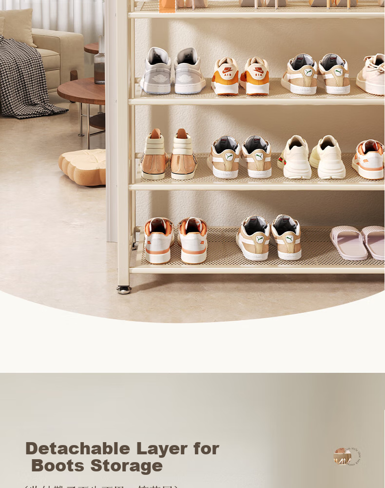Shunyou Shoe Rack for Home Entryway, Multi-Tier Indoor Bedroom Narrow Edge Shoe Cabinet for Rental Apartments, 70cm Five-Tier Cream White SY-905 6