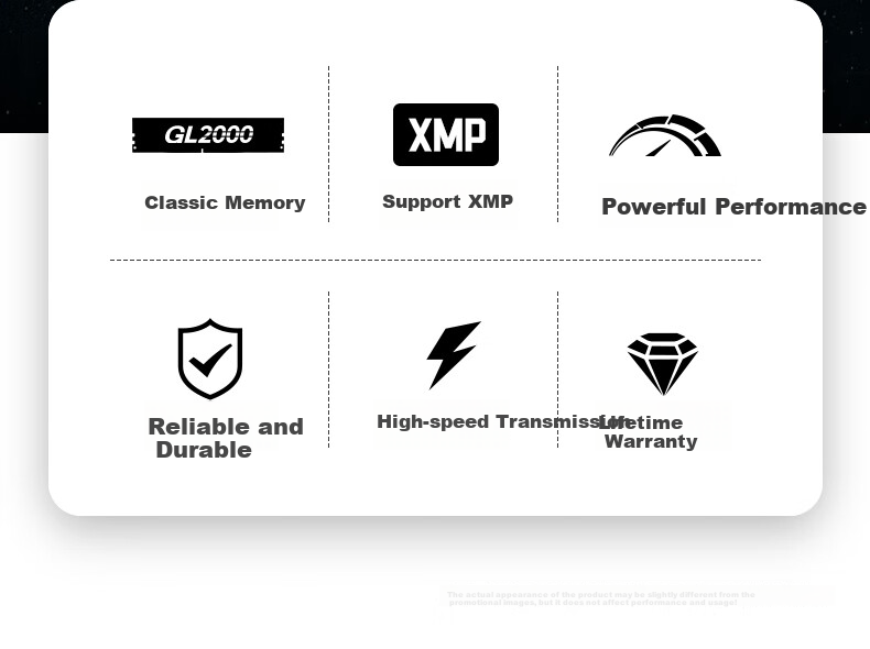 GEIL, Jinbang, 16GB DDR4 3200, Desktop Computer Memory Module, GL2000 Basic Series, Intel Specific 2