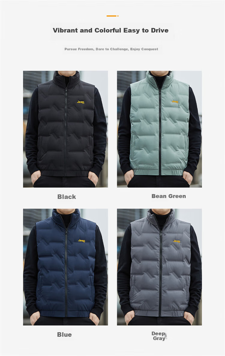 JEEP down Vest for Men, Winter Thickened Warm Jacket, Casual Waistcoat Clothing for Men, Black, M 3