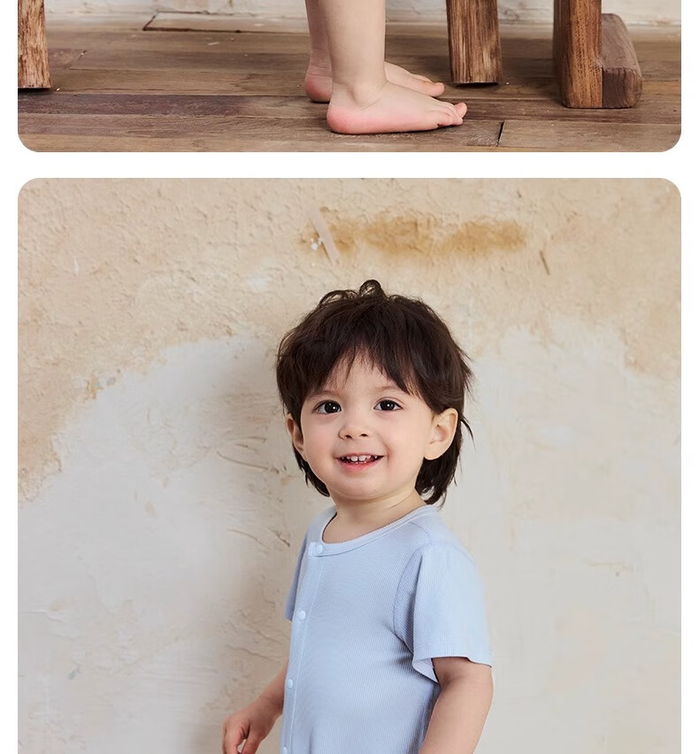 Niduoxiong Summer Baby Romper, Infant Clothing, Summer Outfit, Crawling Suit, Newborn Home Wear, Short-Sleeve Ice Silk 30