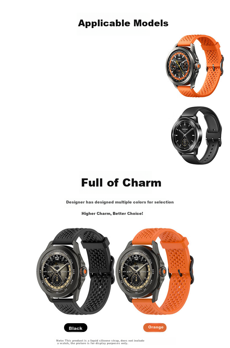 KMaxAI Compatible Liquid Silicone Watch Band for Xiaomi Watch S4/S4 Sport, Suitable for S1/S2/S3 Pro Watches, Color Sports Version Breathable Replacement Strap, Orange 2