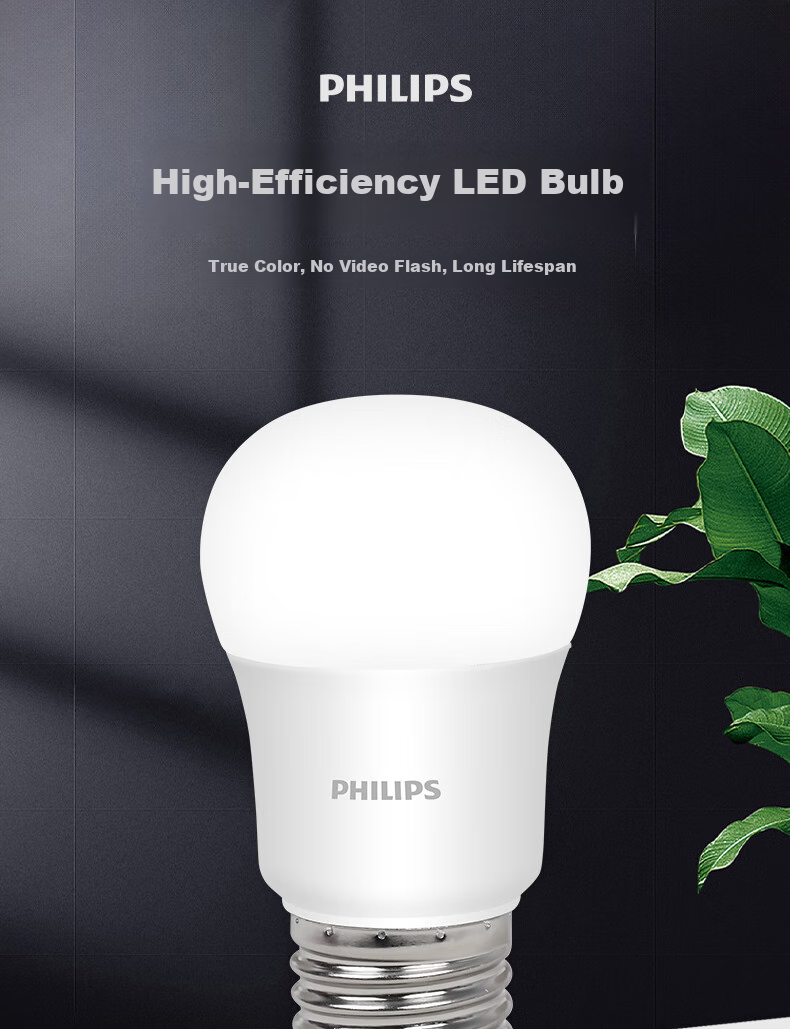 PHILIPS Long-Lasting LED Bulb, High Brightness Energy-Saving Globe Light, E27 Screw Base, 6.5W, Cool White 6500K, True Color Versio 1