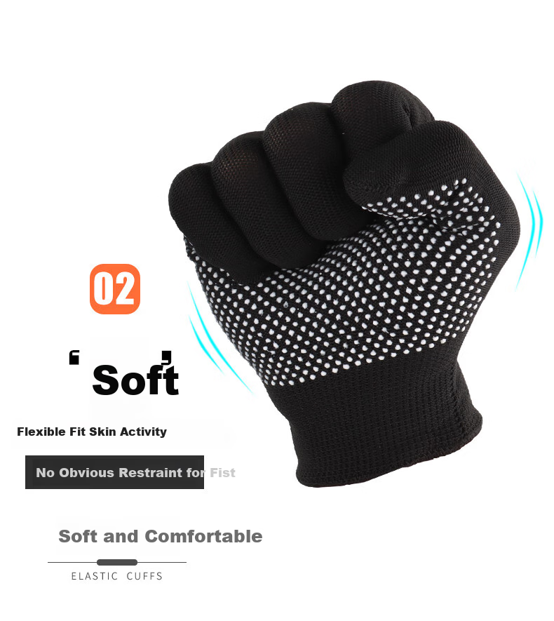 Golmud Work Gloves, Non-Slip Dotted Grip, 12 Pairs Black, Thickened Wear-Resistant Comfortable Driving Breathable ST530 6