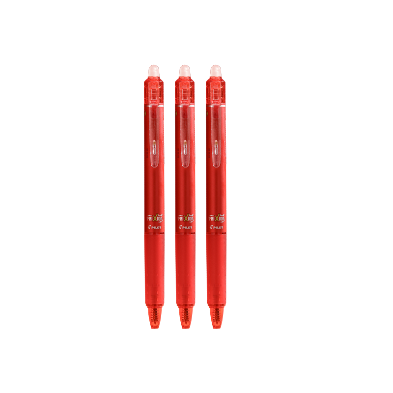 PILOT Retractable Erasable Gel Pen with Bullet Tip, Temperature-Controlled Erasable Ink Pen, Study Stationery Set LFBK-23EF 0.5mm Red 3-Pack