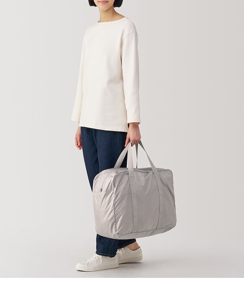 MUJI Water-Resistant Foldable Large Capacity Handbag, Deep Beige Vertical Style, Large Size 1
