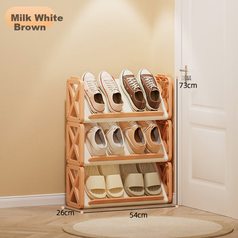 Anerya Cream-Colored Multi-Layer Plastic Shoe Rack for Home, Rental Apartments, Dormitories, Entryway, Simple Movable Cabinet, 3 Tiers 4