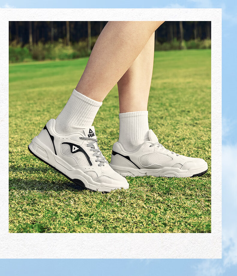 PEAK Taiji White Sneakers for Women, Summer Mesh Breathable Wear-Resistant Versatile Casual Shoes, Thick-Soled Height-Increasing Sports Shoes DB520118 8