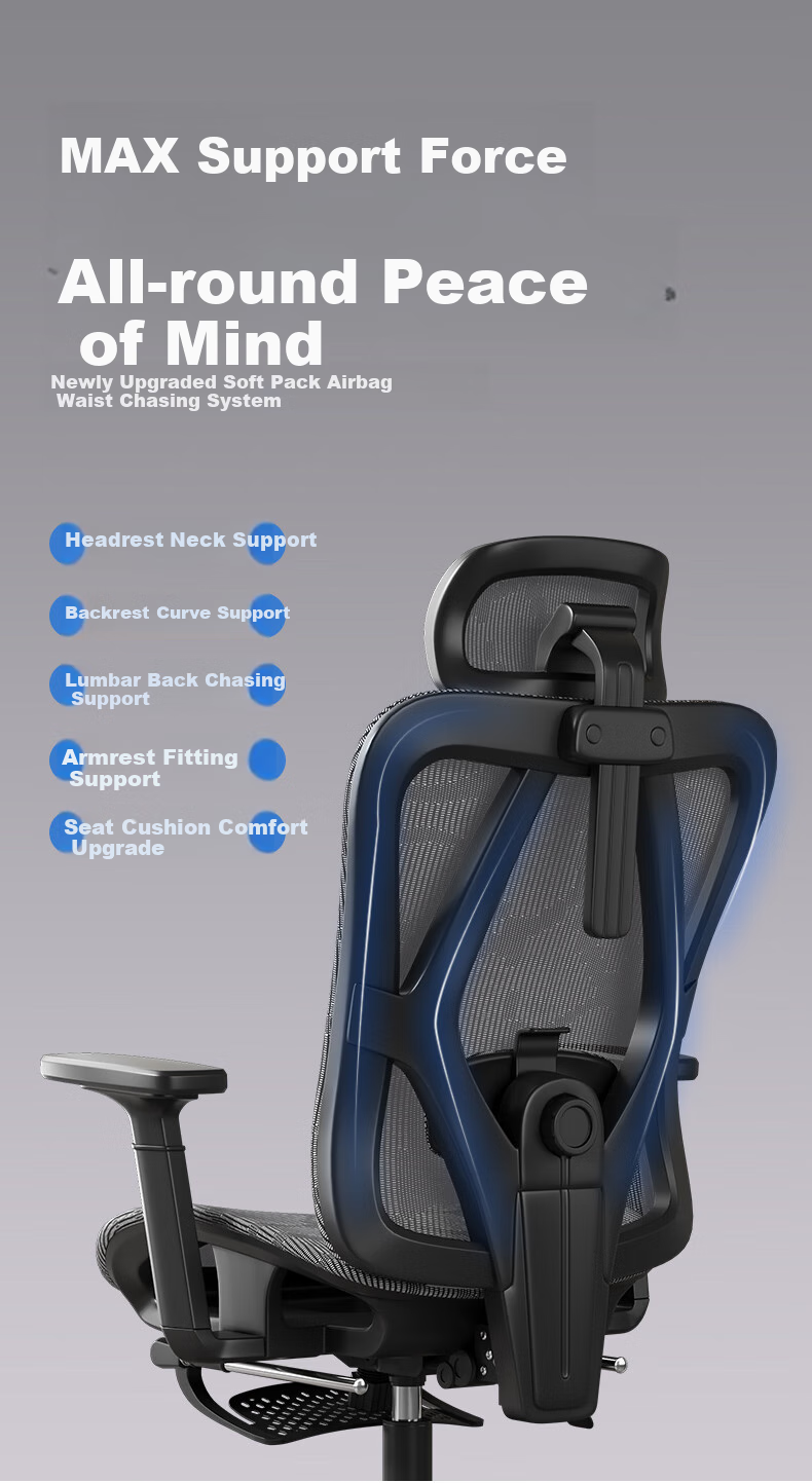 BECAUSES Ergonomic Chair, Multifunctional Adjustable Nap Reclining Computer Chair, Comfortable Office Chair for Long Sitting, Gaming Chair 0815T 4