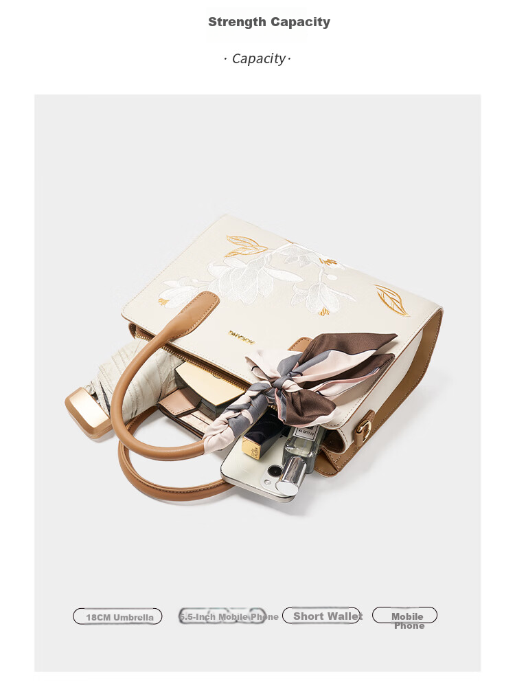 Aokang Women's Handbag, Trendy Cowhide Embroidered Tote Bag, Light Luxury Crossbody Shoulder Bag, Birthday Mother's Day Gift for Mom Or Wife 11