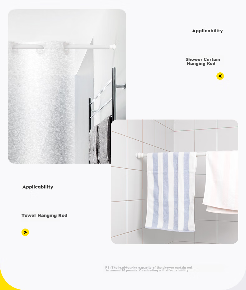 RIDDER German Imported Shower Curtain Rod, Extendable Rod, No Drilling Required, Curtain Rod for Wardrobe And Clothes Drying, Length 110-245cm 6