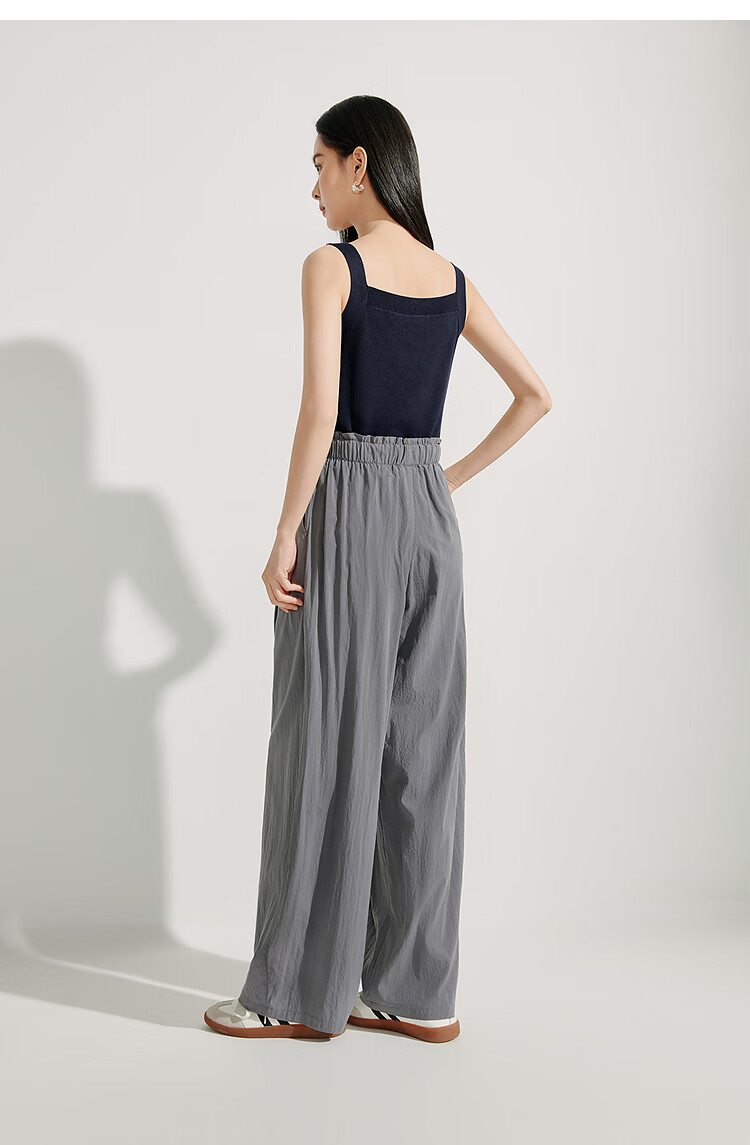 INMAN Lazy Flowy Banana Wide-Leg Pants Summer Women's New Trendy Versatile Elastic Waist Loose Long Trousers Dark Gray XL 50
