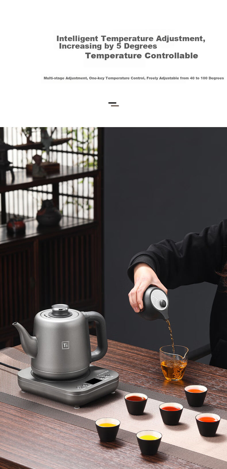 FUNORK Pure Titanium Fully Automatic Electric Kettle with Water Inlet, Tea Table Kettle, Specialized All-In Tea Table And Coffee Table for Brewing Tea, Electric Tea Stove RY-D4 10