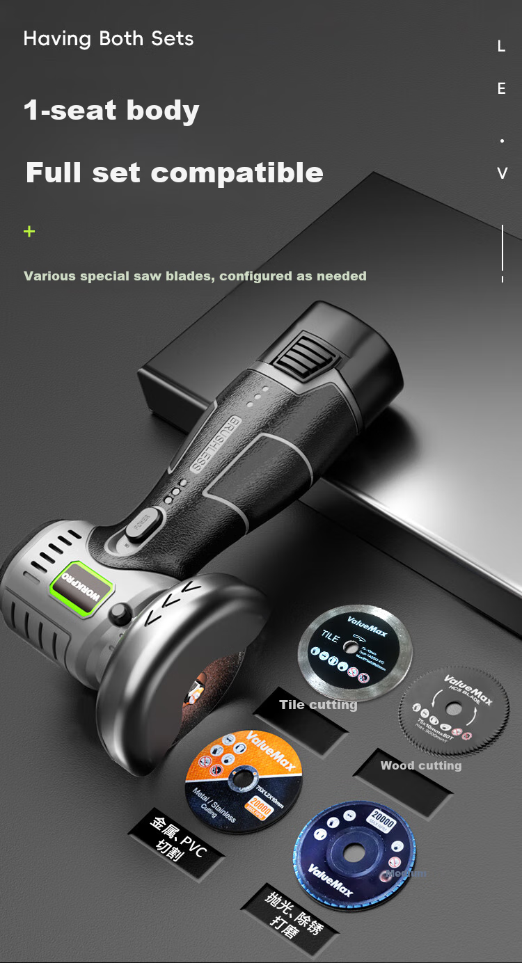 WORKPRO Mini Brushless Angle Grinder, Lithium Battery Polishing Machine, Handheld Rechargeable Grinding And Polishing Machine, Grinding Wheel Hand Grinder 4