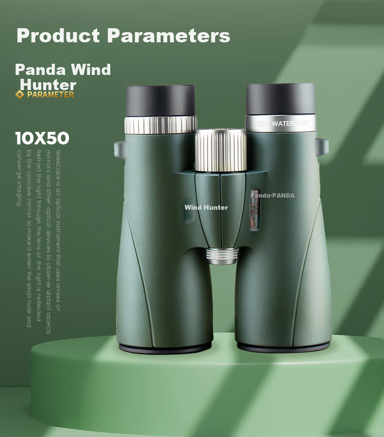 Panda Binoculars, High Magnification, High Definition, Professional Grade, Low Light Night Vision, Nitrogen-Filled, Waterproof, Military Bee-Hunting, Feng 10×50ED 26
