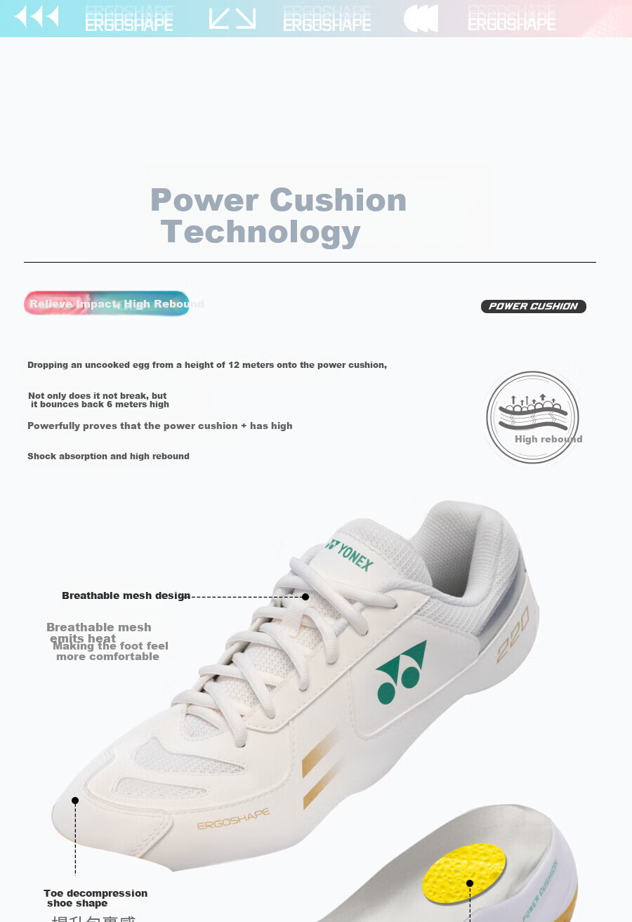 YONEX Badminton Shoes for Men And Women, Ultra-Light Breathable Shock-Absorbing Sports Shoes SHB220CR Beige Size 36 6