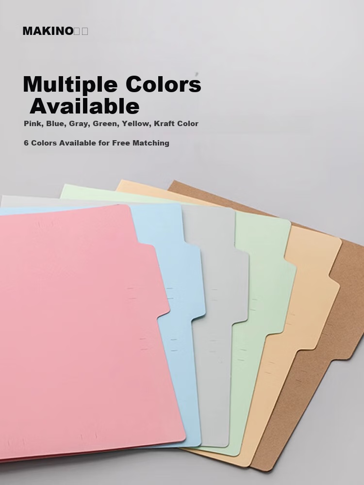 MAKINO Paper Classification File Folder, Colorful Inner Pages, Single-Sheet Clip, Document Folder, Instruction Manual Organizer, Contract File Storage Folder, Blue, Pack of 10 3