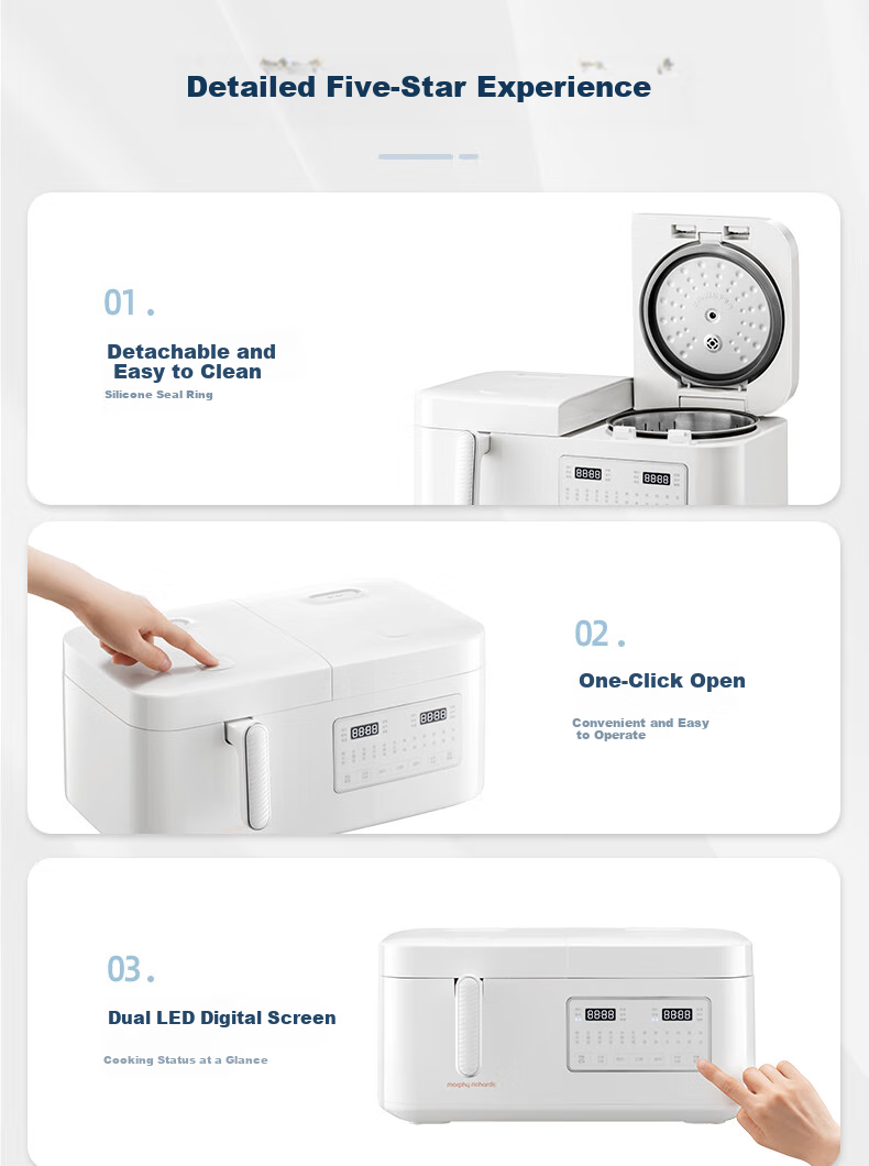 Morphyrichards Dual-Compartment Rice Cooker with Separate Rice And Soup Compartments, Multi-Functional Low-Sugar Small Two-In Rice Cooker And Soup Pot MR8501 White One's Member 20