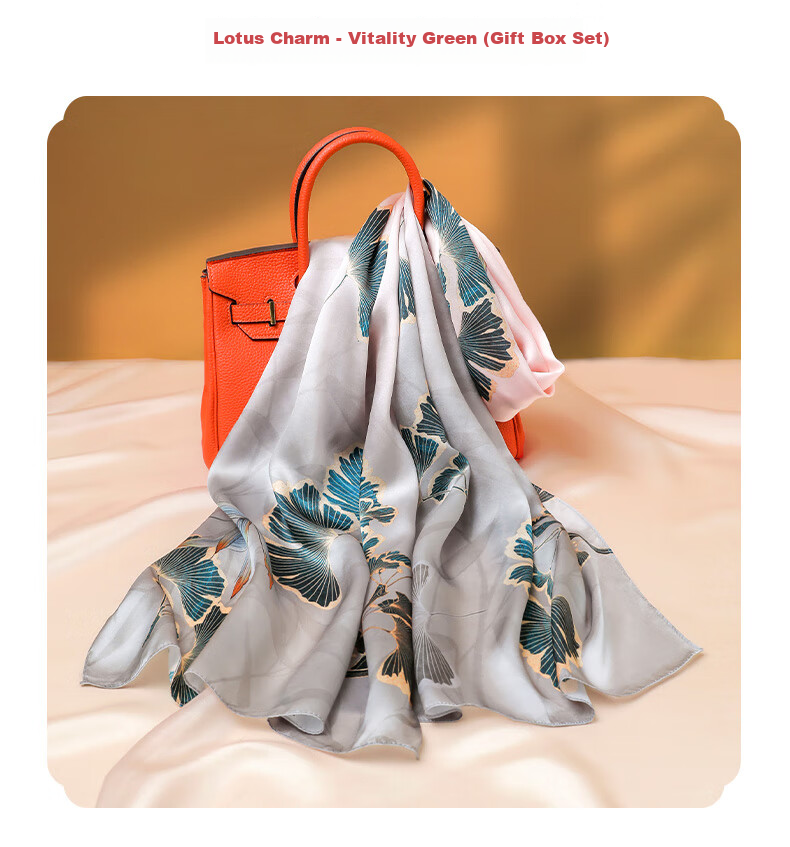 Hangsifu Silk Chinese-Style Scarf, Mulberry Silk Shawl, Birthday Gift for Mom, Practical Gift Box for Women, Machine Gree 15