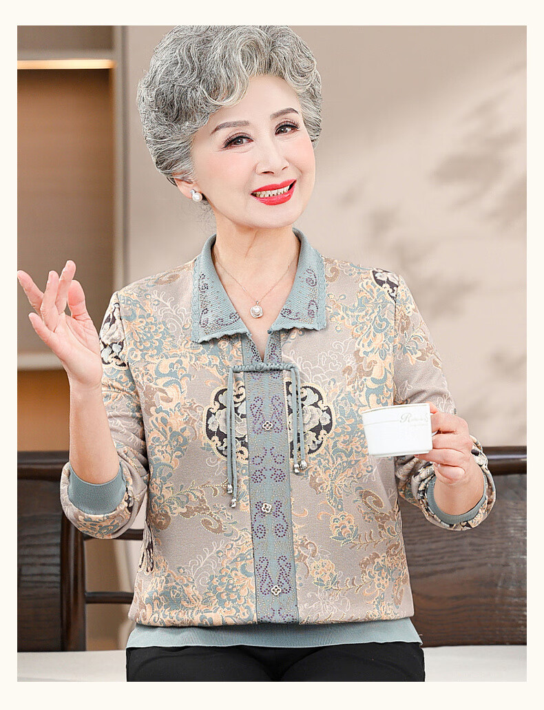 Fengxiao Middle-aged and Elderly 2025 New Shirt Elegant and Noble Spring Top for Grandma and Mom 3