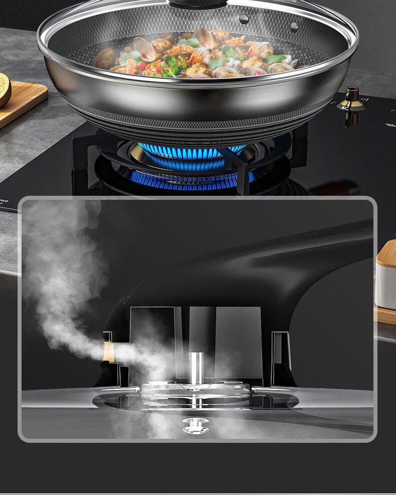 KBH Fifth Generation Wok, Antibacterial Stainless Steel Non-Stick Pan, Double-Sided Honeycomb Flat Bottom Deep Frying Wok for Stir-Frying 7