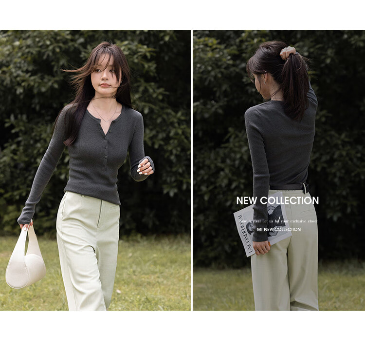 Mt [Hanfan Geleixi] Autumn Style, Elegant Round Neck Fashionable Versatile Half-Zip Long-Sleeve Sweater, Klein Blue 4