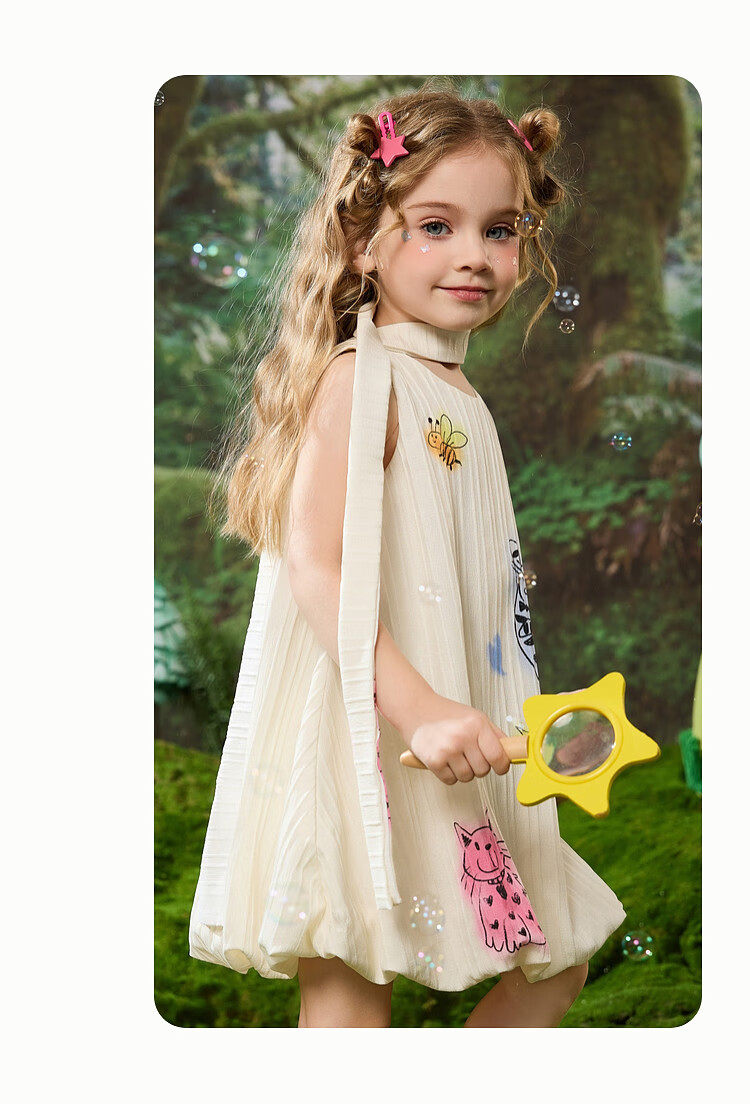 ASK JUNIOR Children's Dress, Summer Vacation Girls' Sleeveless Tank Dress, Hand-Painted Princess Dress 4