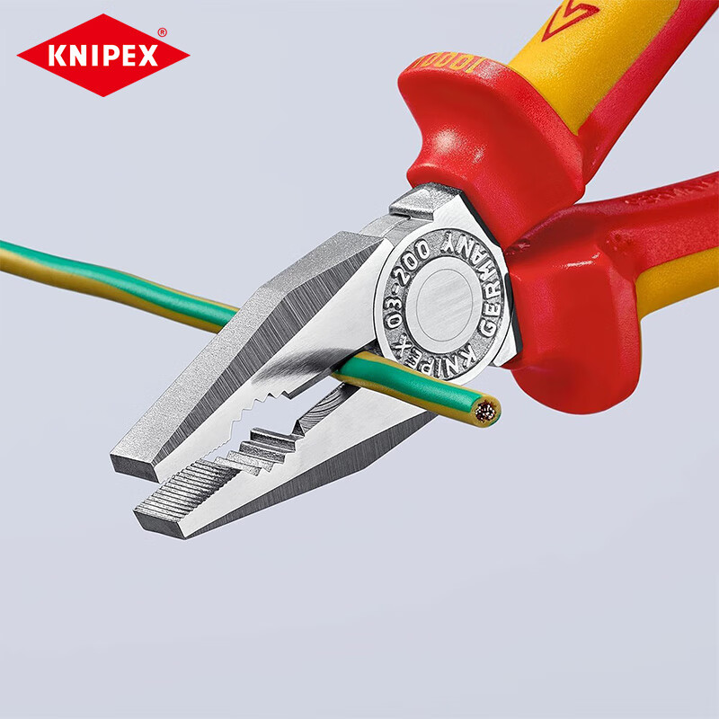 KNIPEX 03 06 200 Wire Pliers, Industrial-Grade Multifunctional Labor-Saving Wire Cutters, Flat-Nose Pliers