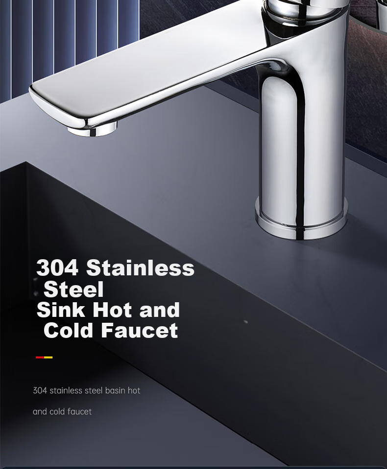 Zunchi Sink Faucet, Hot And Cold Stainless Steel Basin Tap, Single Hole Bathroom Washbasin Faucet 1028 3