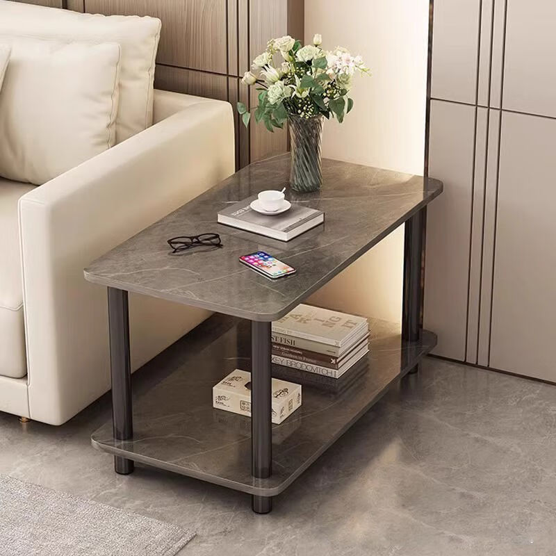 Gupujia Coffee Table, Living Room Simple Luxury Side Table, Small Apartment Reception Corner Table, Balcony Double-Layer Storage Small Table, Tea Table