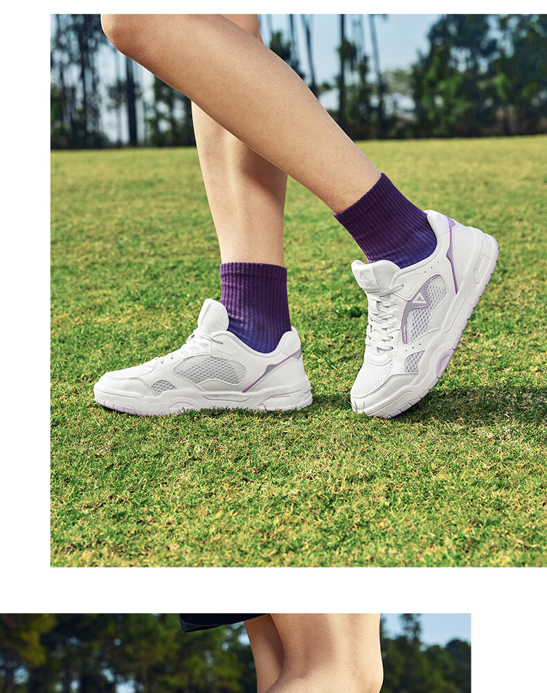 PEAK Taiji White Sneakers for Women, Summer Mesh Breathable Wear-Resistant Versatile Casual Shoes, Thick-Soled Height-Increasing Sports Shoes DB520118 20
