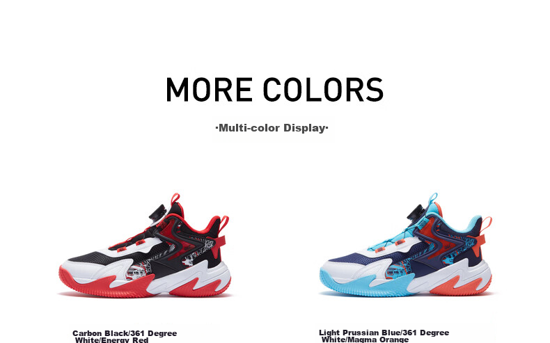 361° Children's Sports Shoes, All-Season Youth Basketball Shoes with Durable Rotating Buckle, Blue, Size 40 47
