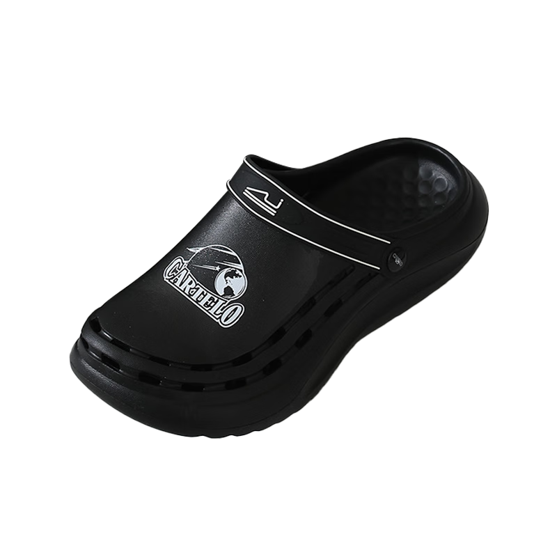 CARTELO Men's Perforated Shoes, Summer Sandals, Casual Dual-Use Slippers, Outdoor Beach Shoes, Sandals, 1568 Black, Size 44-45