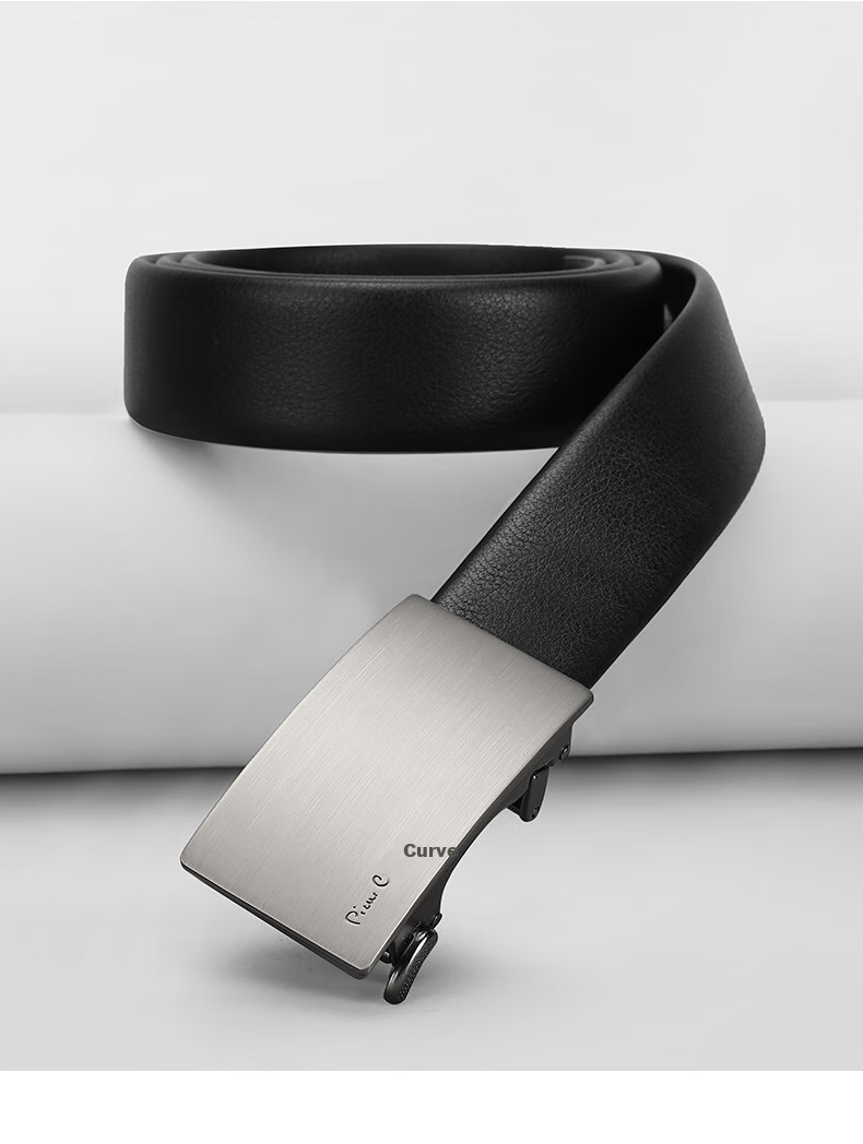 Pierre Cardin Men's Inner-Wear Leather Belt, Genuine Cowhide, Fashionable Automatic Buckle Waistband, Birthday Gift for Me 10