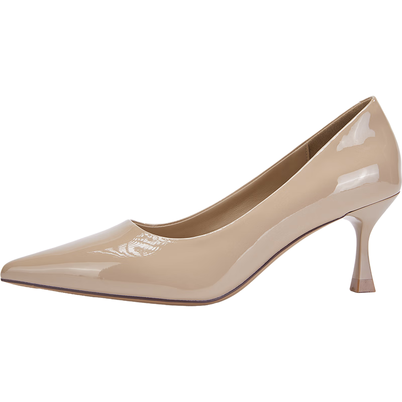 DAPHNE Nude High Heels for Women 2025, French Thin Heel Pumps for Dresses, Pointed Toe Commuter Leather Shoes for Women, Skin Color, Size 38