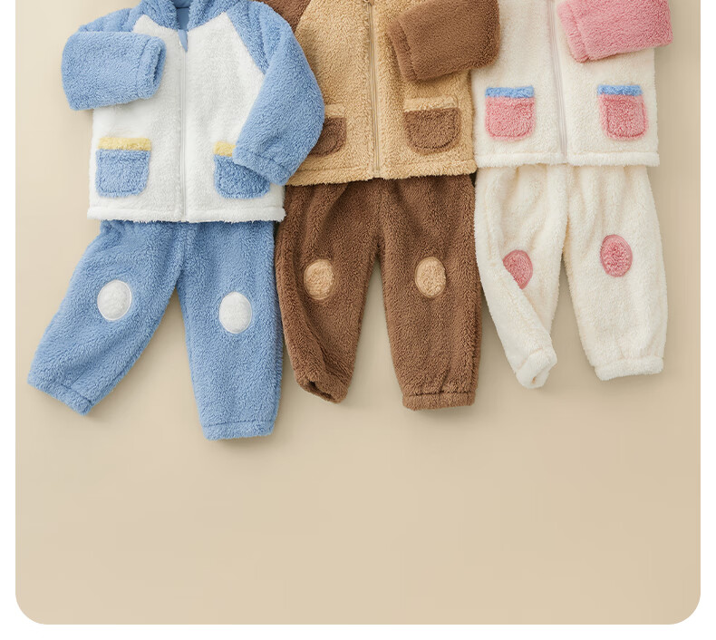 Betis Children's Winter Fleece Pajama Set Thickened Cotton-Padded Warm Homewear for Boys and Girls 25