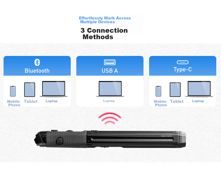 SANWA Pen-Shaped Mouse, Wireless Bluetooth Dual-Mode, Lightweight, Business Portable Storage Lazy Mouse, Rechargeable, with Type-C Adapter, Double Click Button, Vertical Grip 7