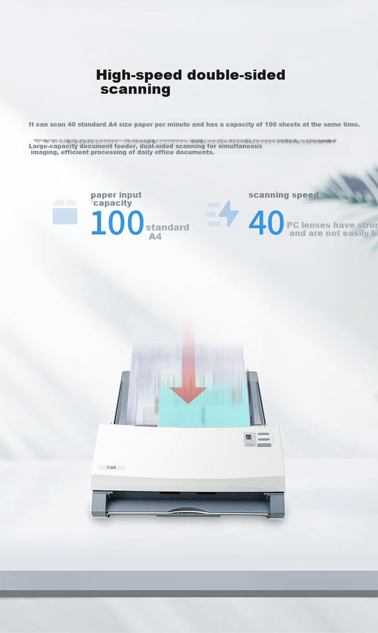 Hanvon HW-6140, A4 Size Double-Sheet Scanning, Automatic Document Feeder, ADF, Hanvon Optical Character Recognition Scanner, 40 Pages/80 Sheets Per Minute, Official Standard Configuratio 1